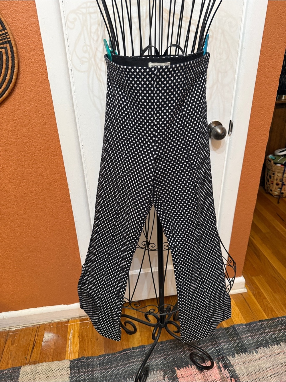 Anthropologie Black & White Dot Crop Flare Pants